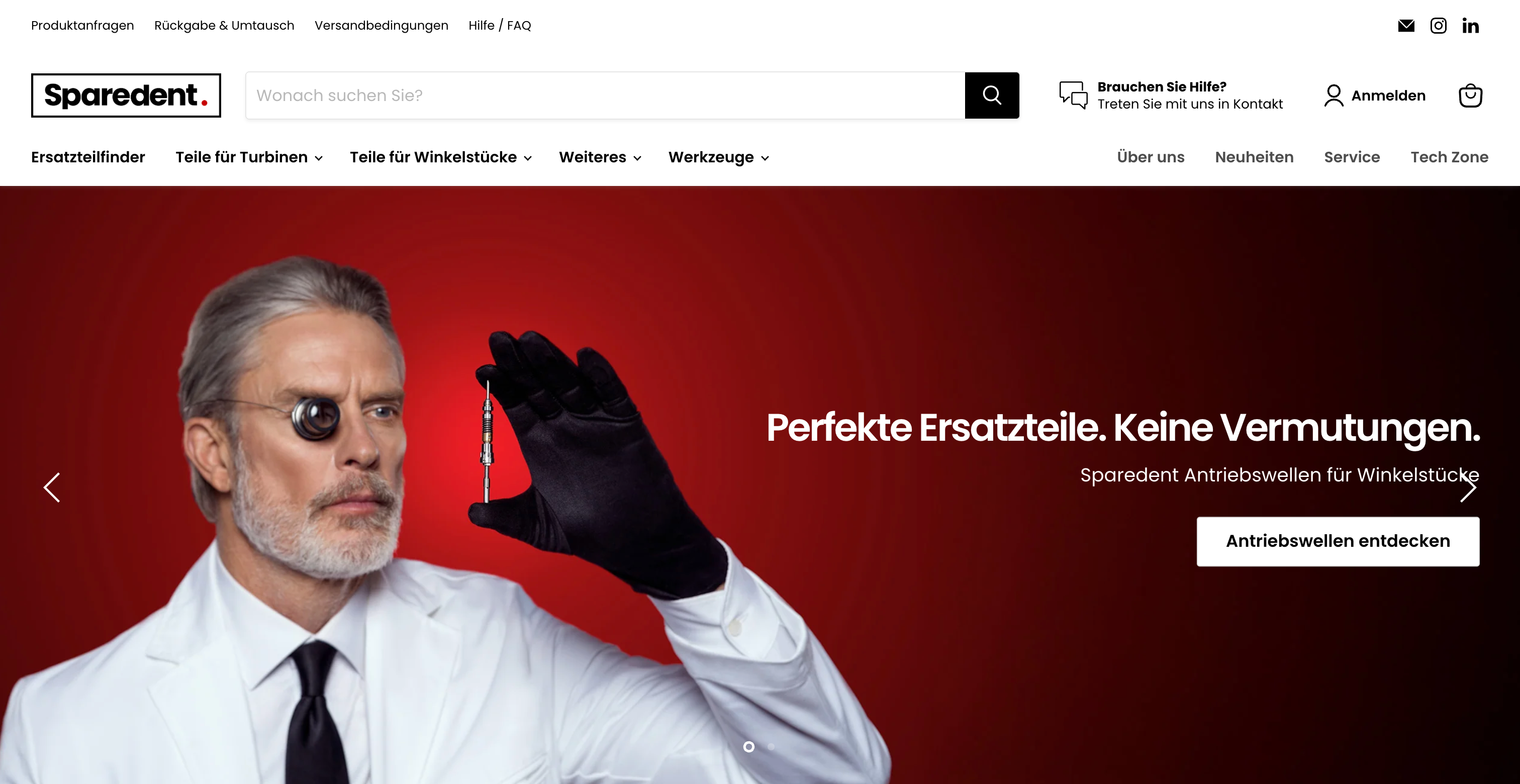 Sparedent: Shopansicht mit Produktkampagne